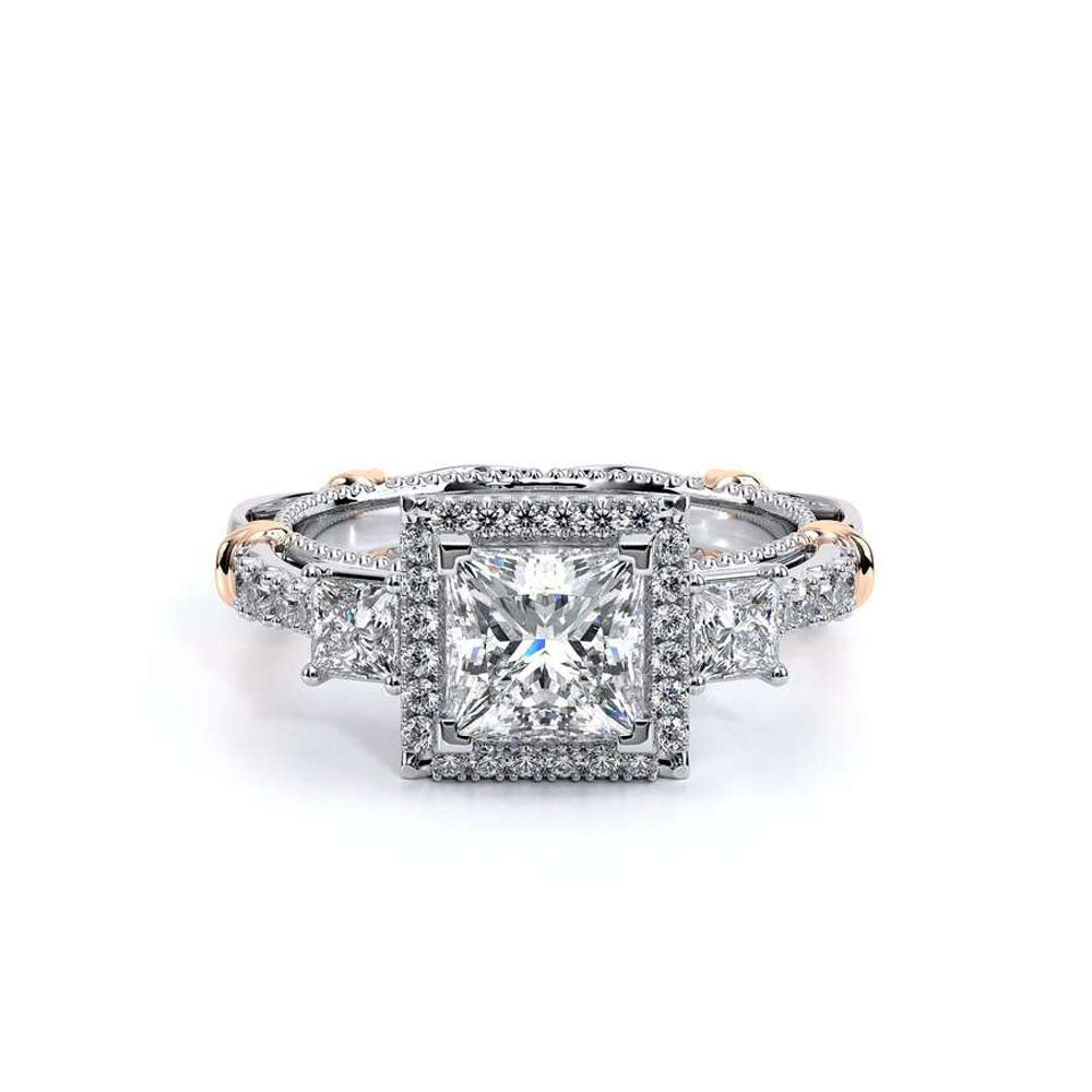 Verragio Parisian Three Stone Princess Cut Halo Engagement Ring Setting