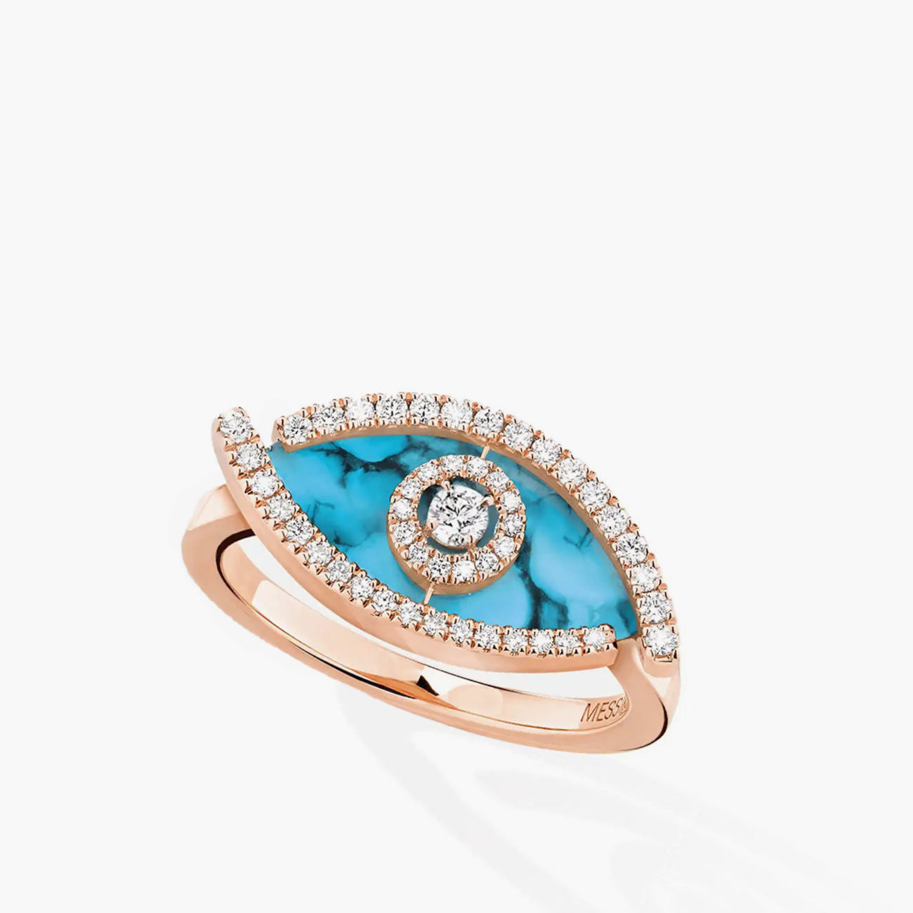 Messika Lucky Eye Color Turquoise Ring in Rose Gold