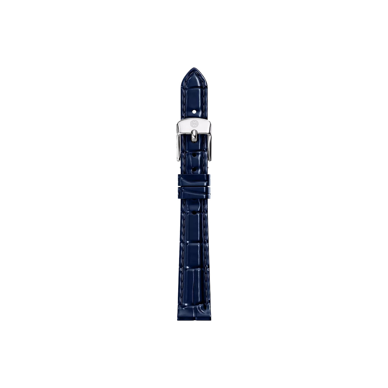 Michele 12mm Glossy Atlas Blue Crocodile Leather Watch Strap