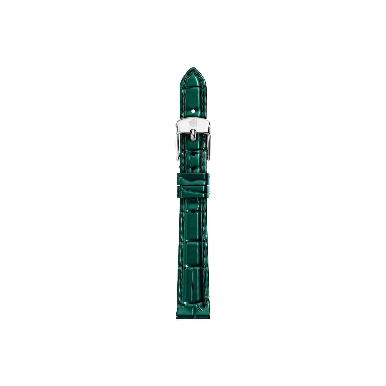 Michele 12mm Glossy Lush Green Crocodile Leather Watch Strap