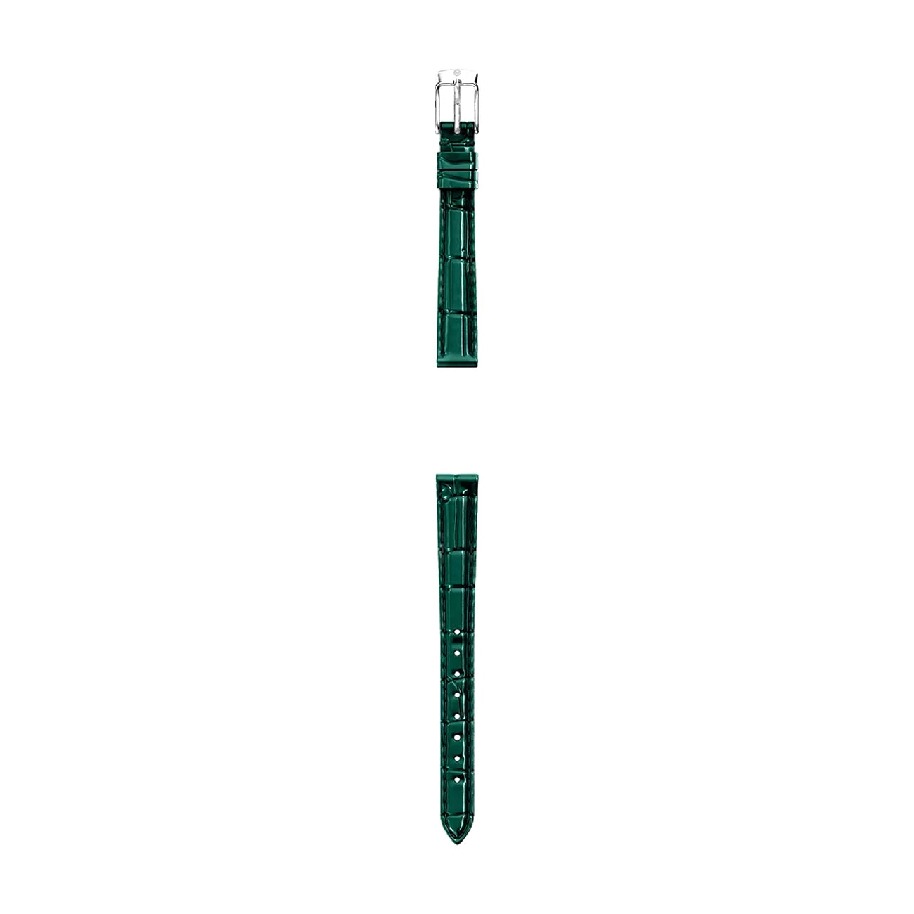 Michele 12mm Glossy Lush Green Crocodile Leather Watch Strap