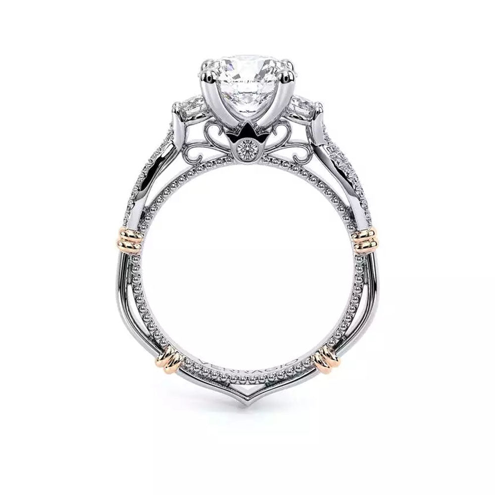 Verragio Parisian Round Three Stone Engagement Ring Setting in White Gold