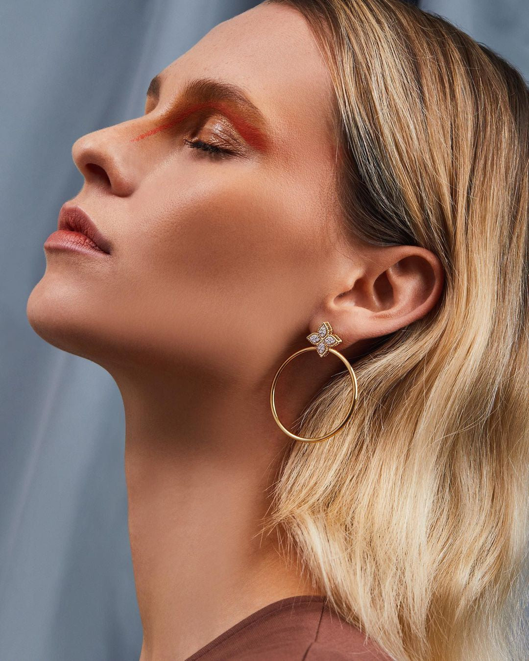 Roberto Coin Princess Flower Diamond Hoop Earrings