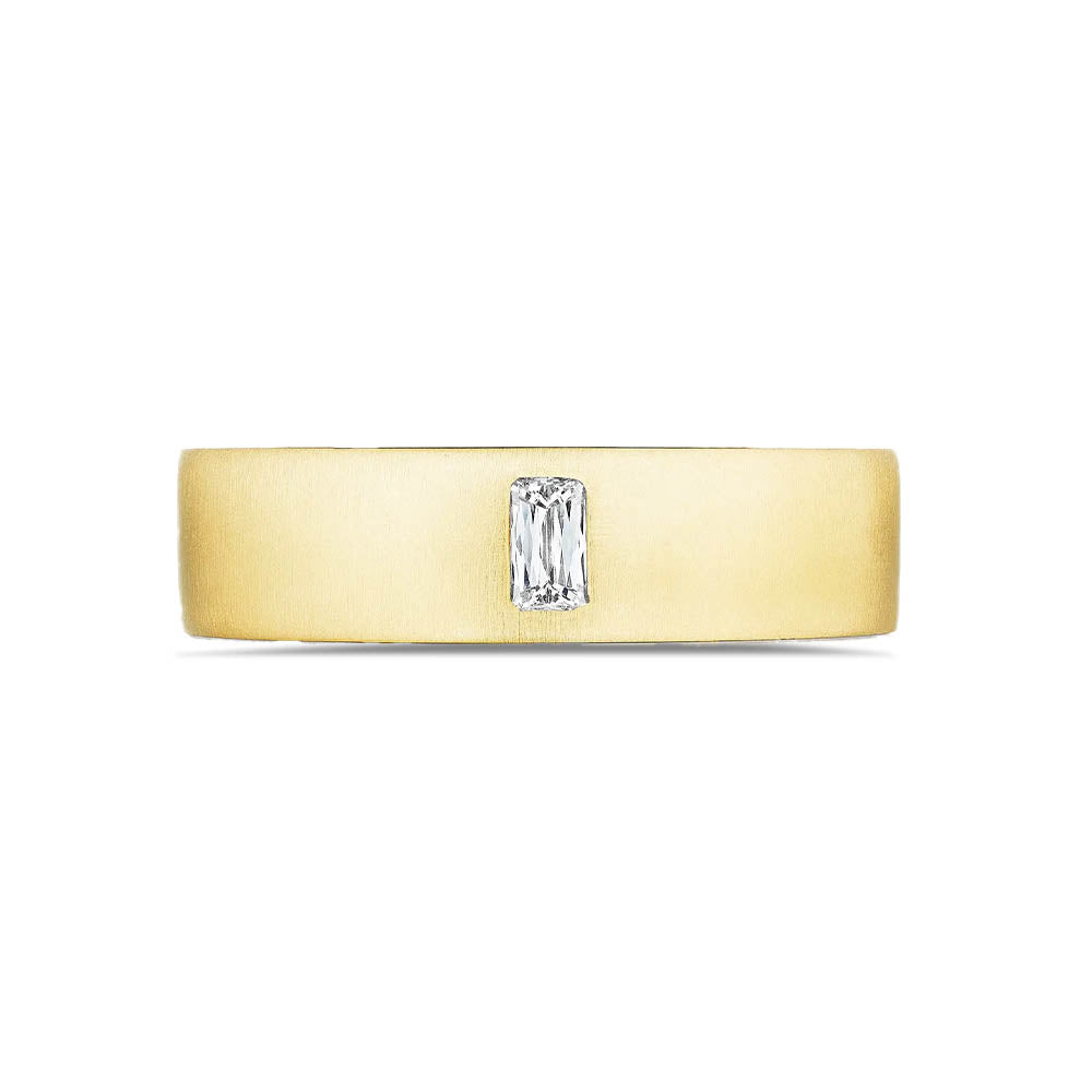 Tacori Bezel Set Diamond Wedding Band in Satin Yellow Gold Finish