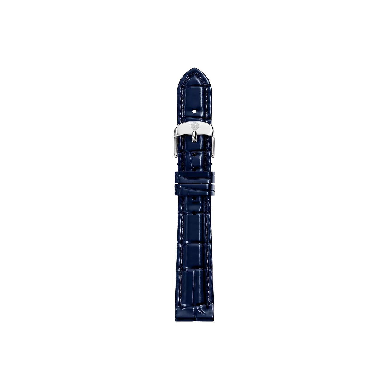Michele 14mm Glossy Atlas Blue Crocodile Leather Watch Strap