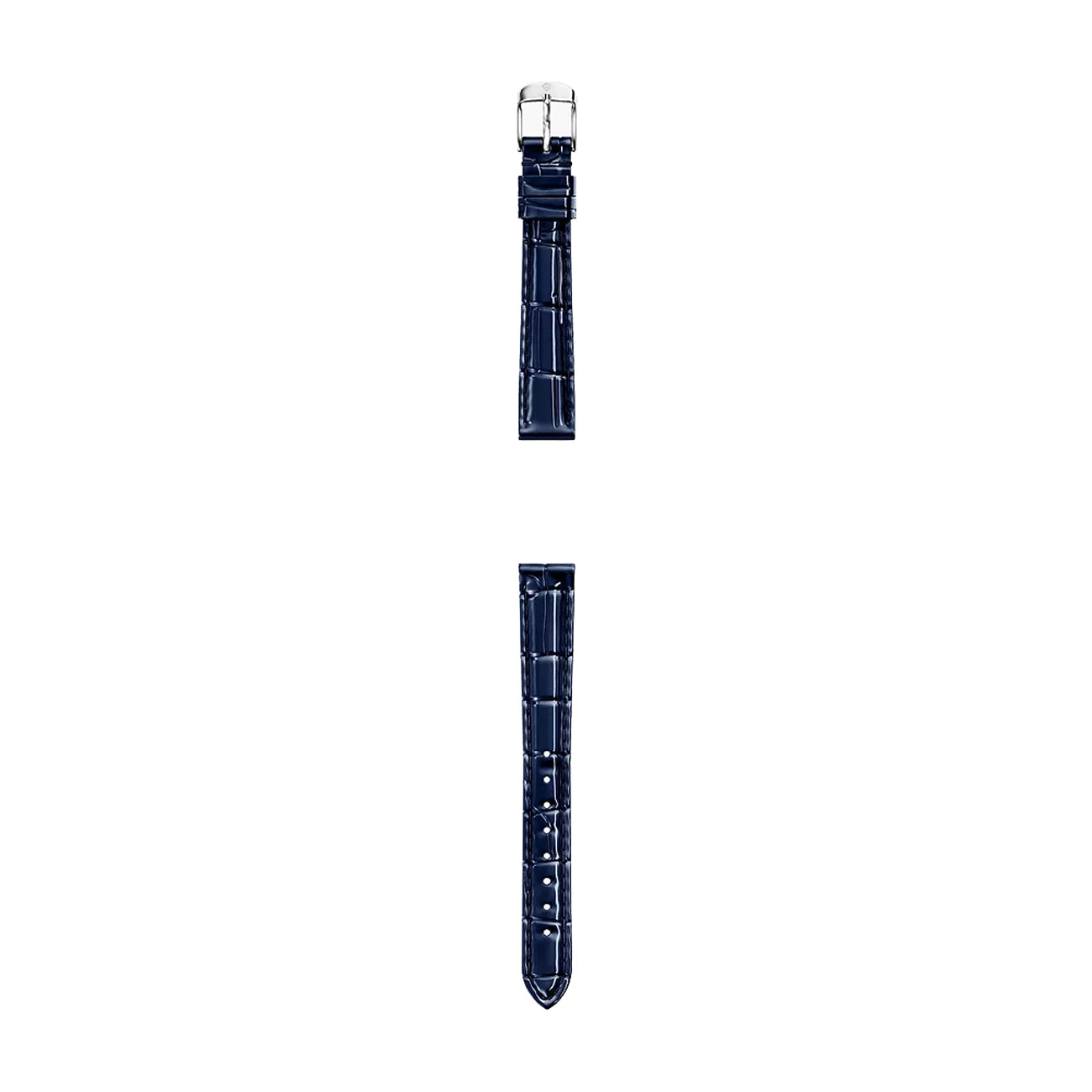 Michele 14mm Glossy Atlas Blue Crocodile Leather Watch Strap