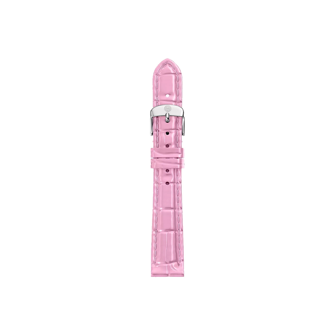 Michele 14mm Glossy Pop Pink Crocodile Leather Watch Strap