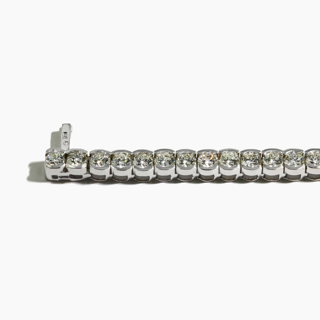 15 Carat Half Bezel Set Tennis Bracelet in 18k White Gold