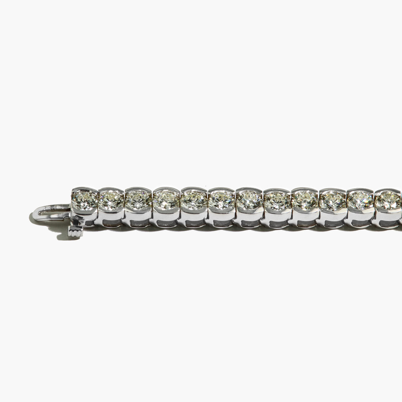 15 Carat Half Bezel Set Tennis Bracelet in 18k White Gold