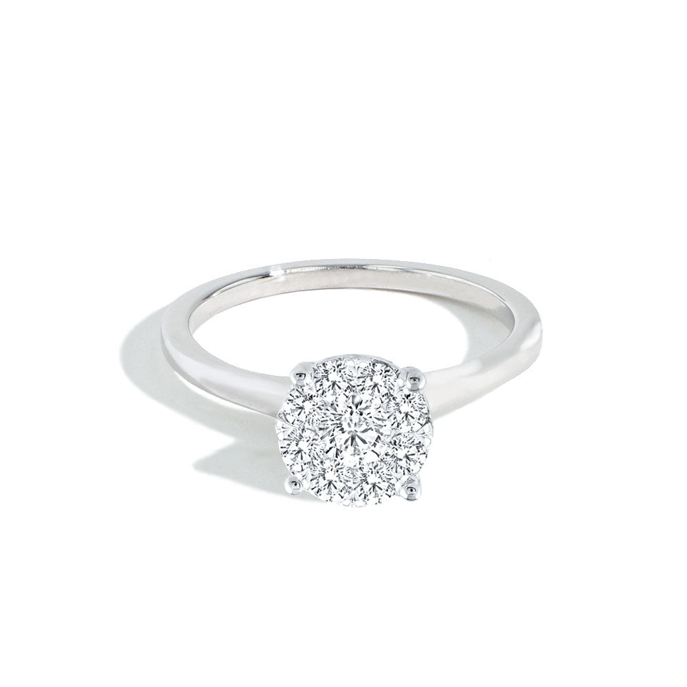 Diamond Cluster Engagement Ring 0.50ctw in 14k White Gold