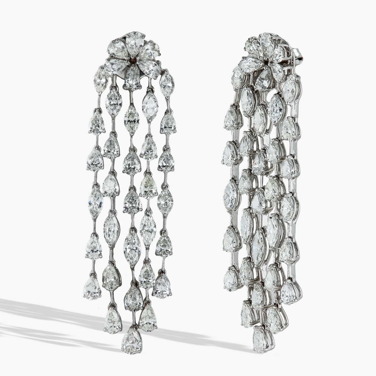 19.50 Carat Flower Cascade Drop Earrings