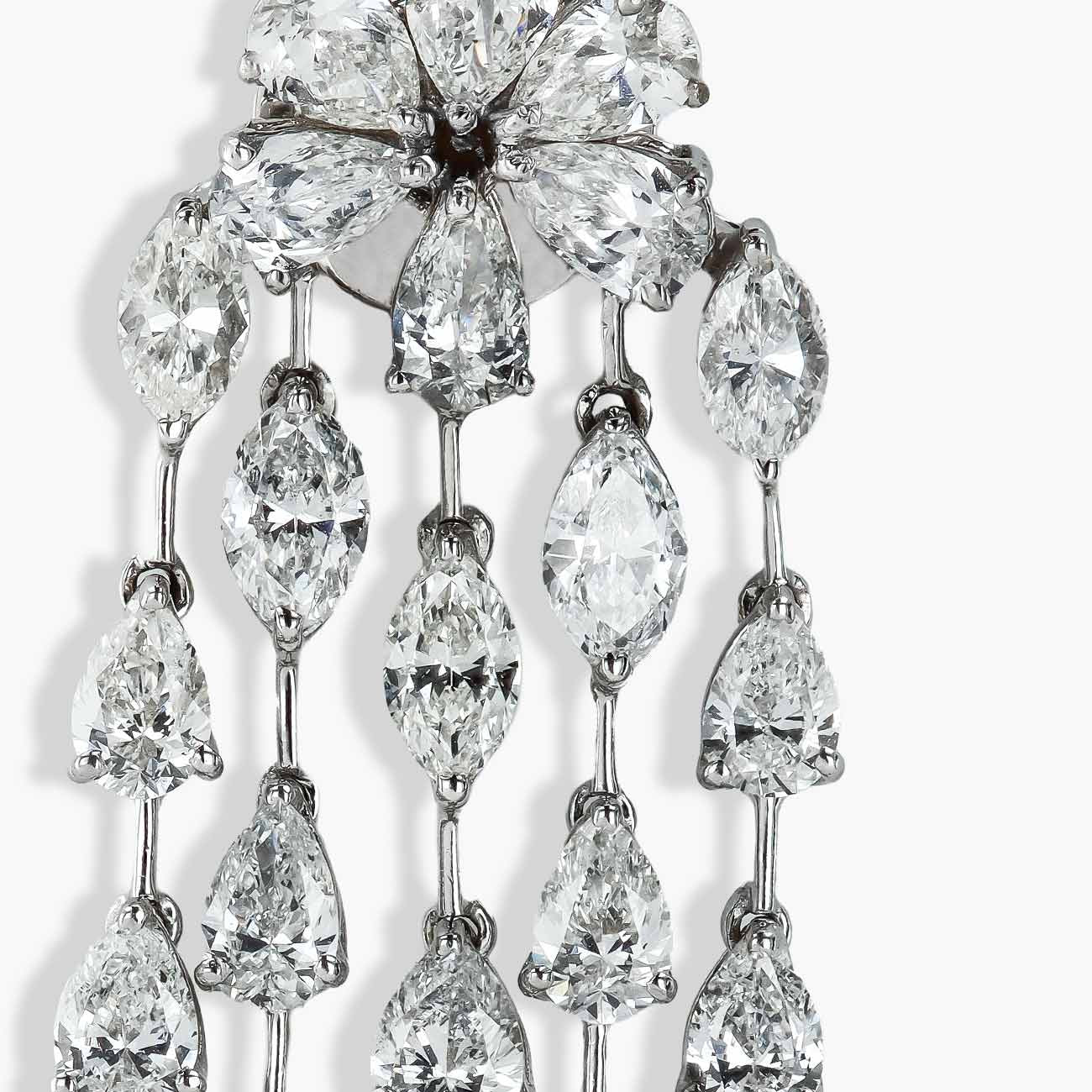 19.50 Carat Flower Cascade Drop Earrings