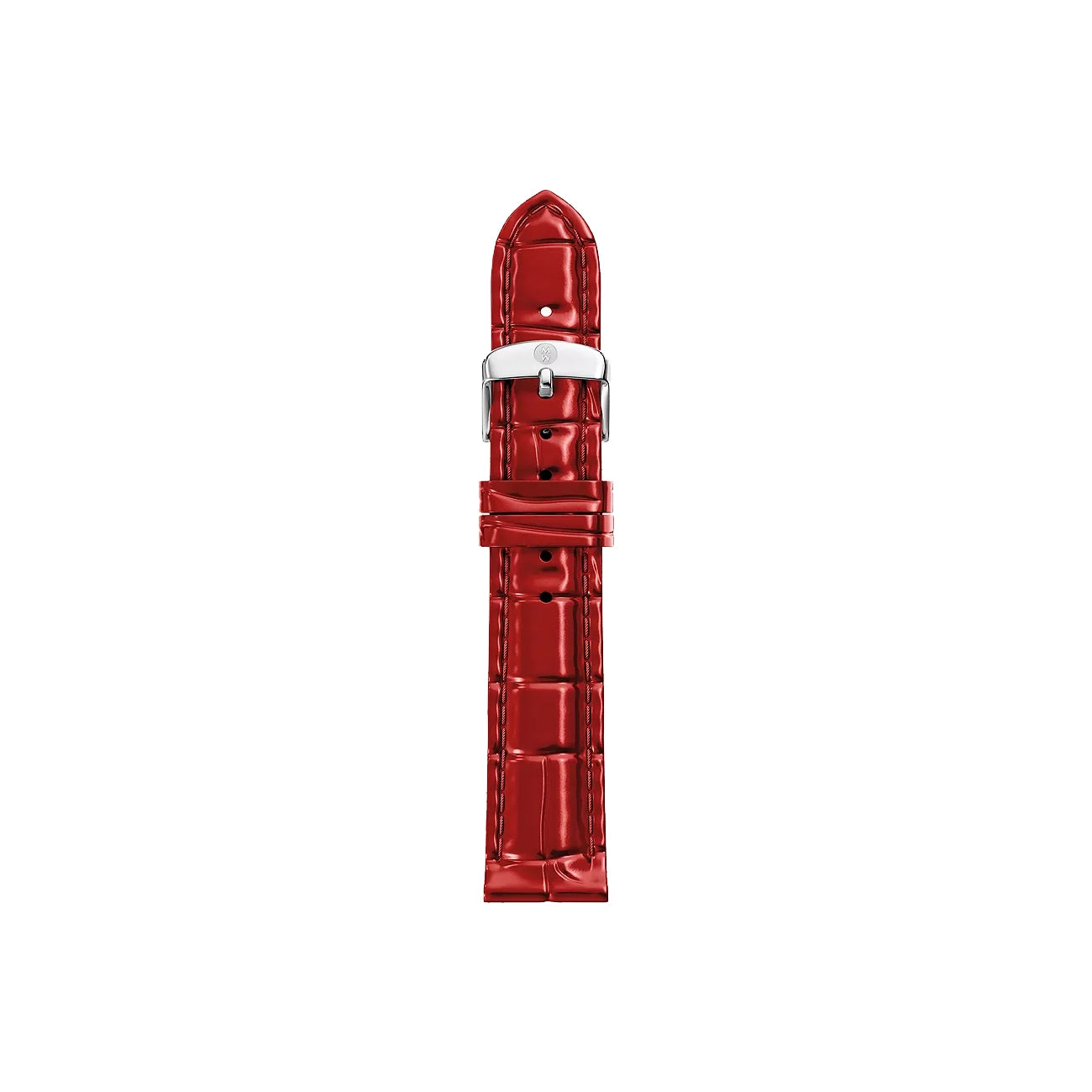 Michele 16mm Glossy Red Crocodile Leather Watch Strap