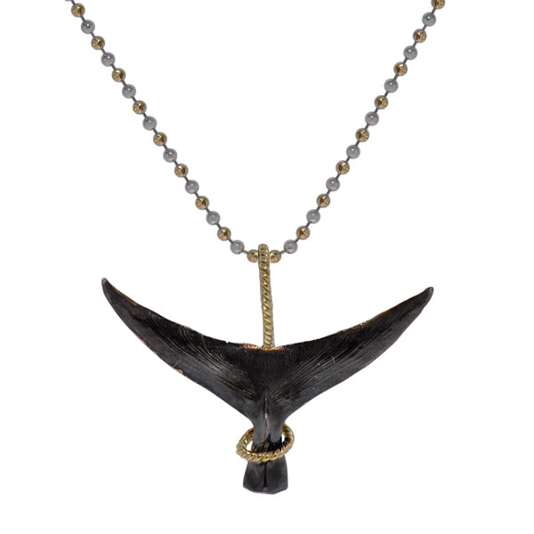 Large Rhodium Silver Swordfish Tail by Robert Pelliccia (Chain Sold Separately)