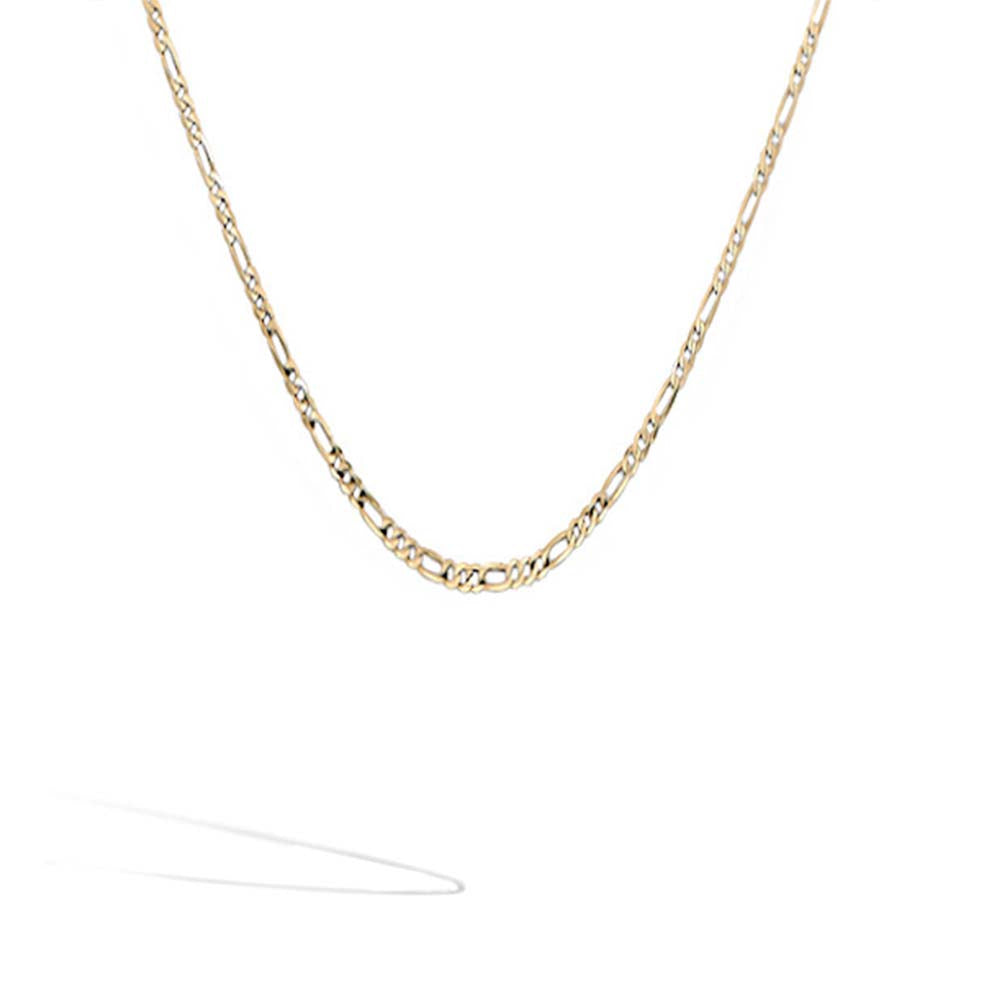 Lightweight Gold Figaro Women's Chain Necklace - 18 Inch