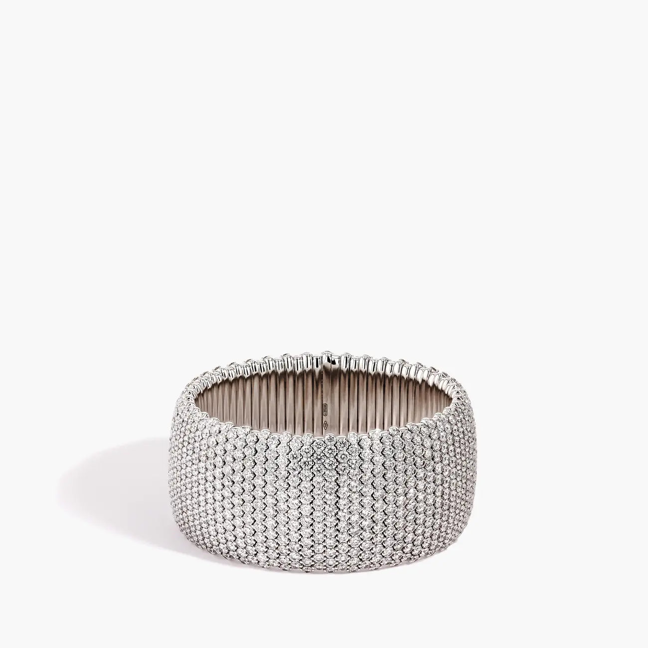 18K White Gold Diamond Stretch Bracelet, front view