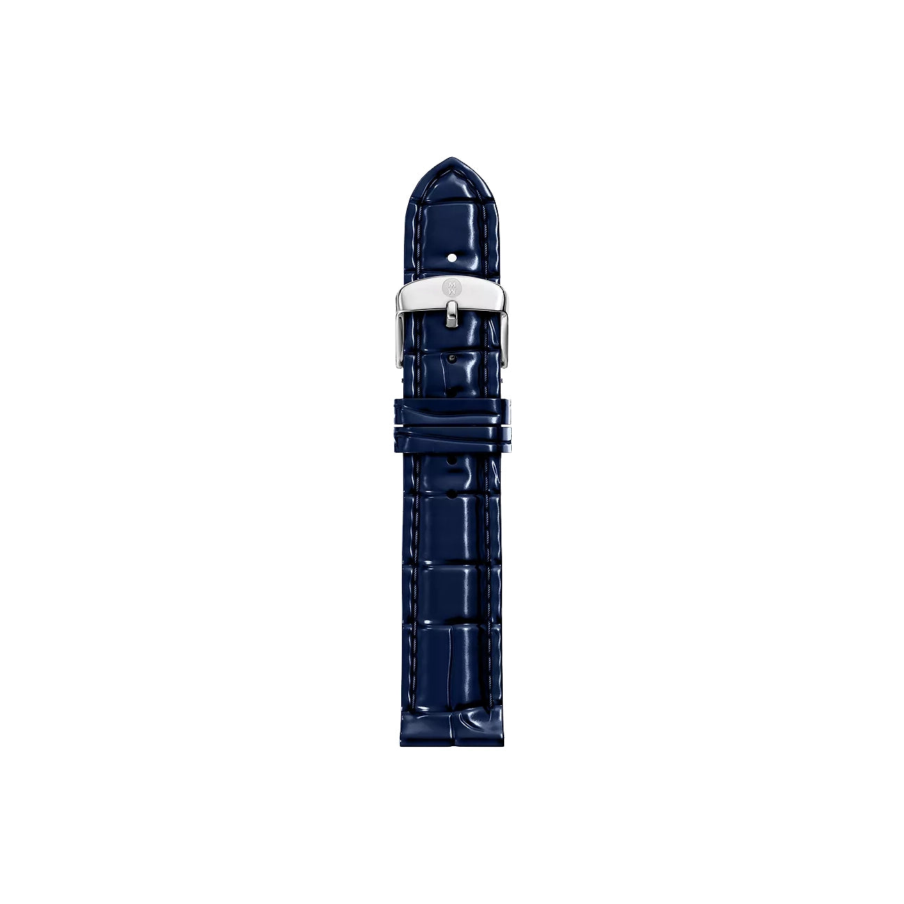 Michele 18mm Glossy Atlas Blue Crocodile Leather Watch Strap