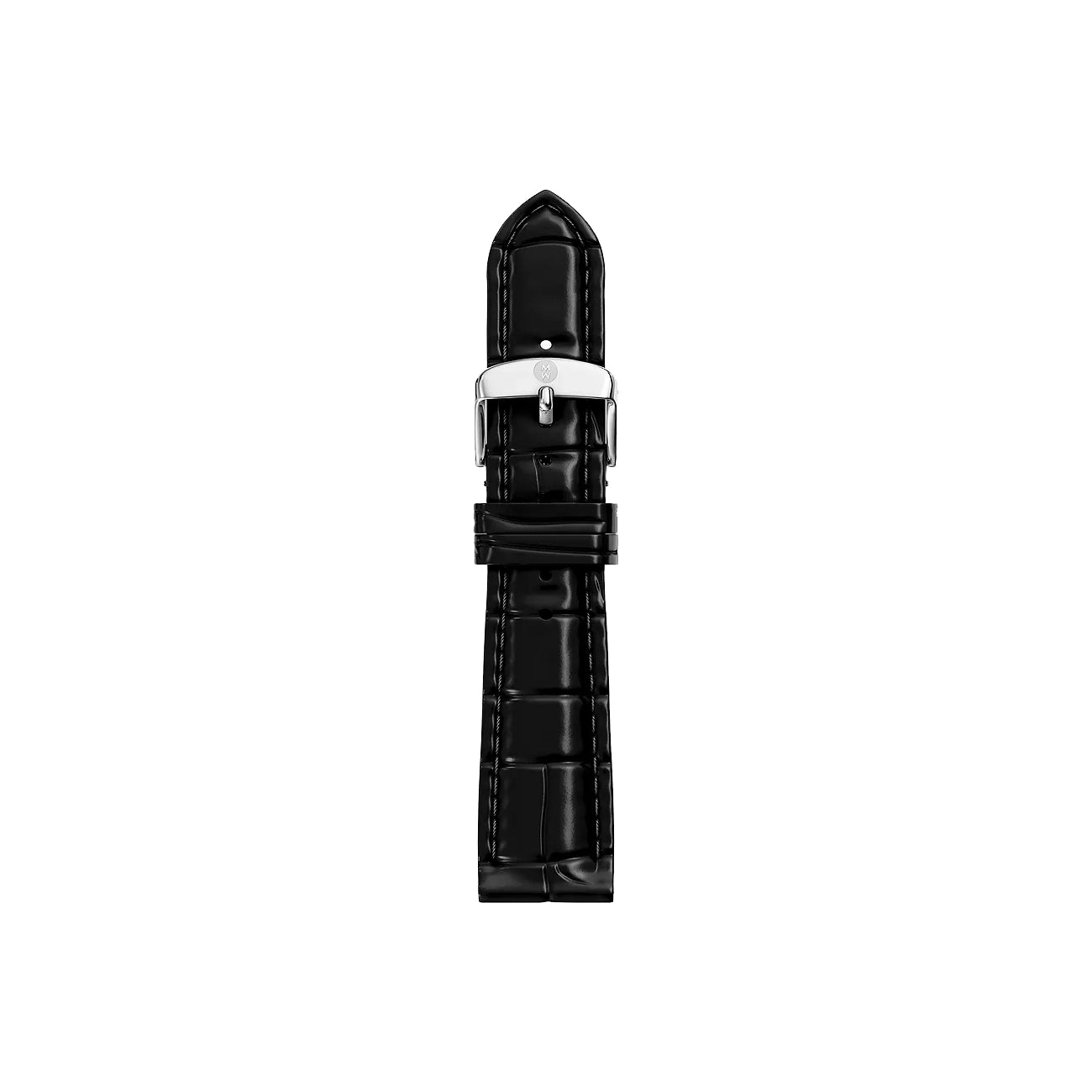 Michele 18mm Glossy Black Crocodile Watch Strap