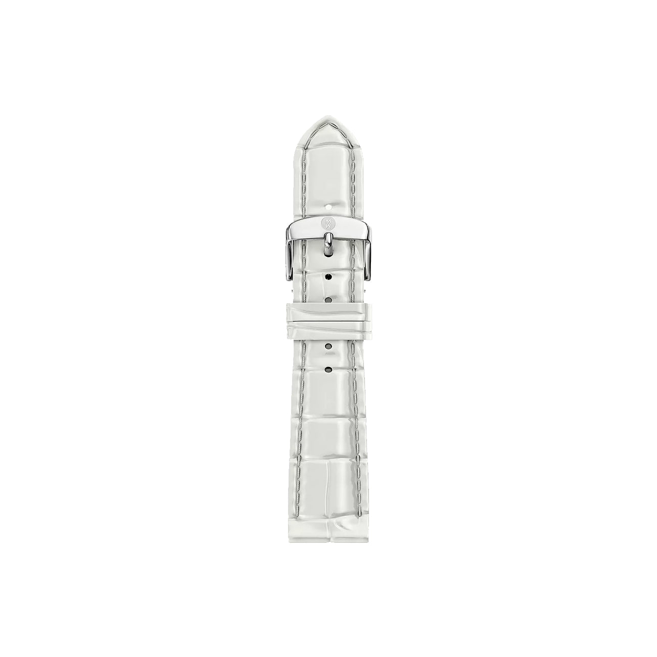 Michele 18mm Glossy White Crocodile Watch Strap