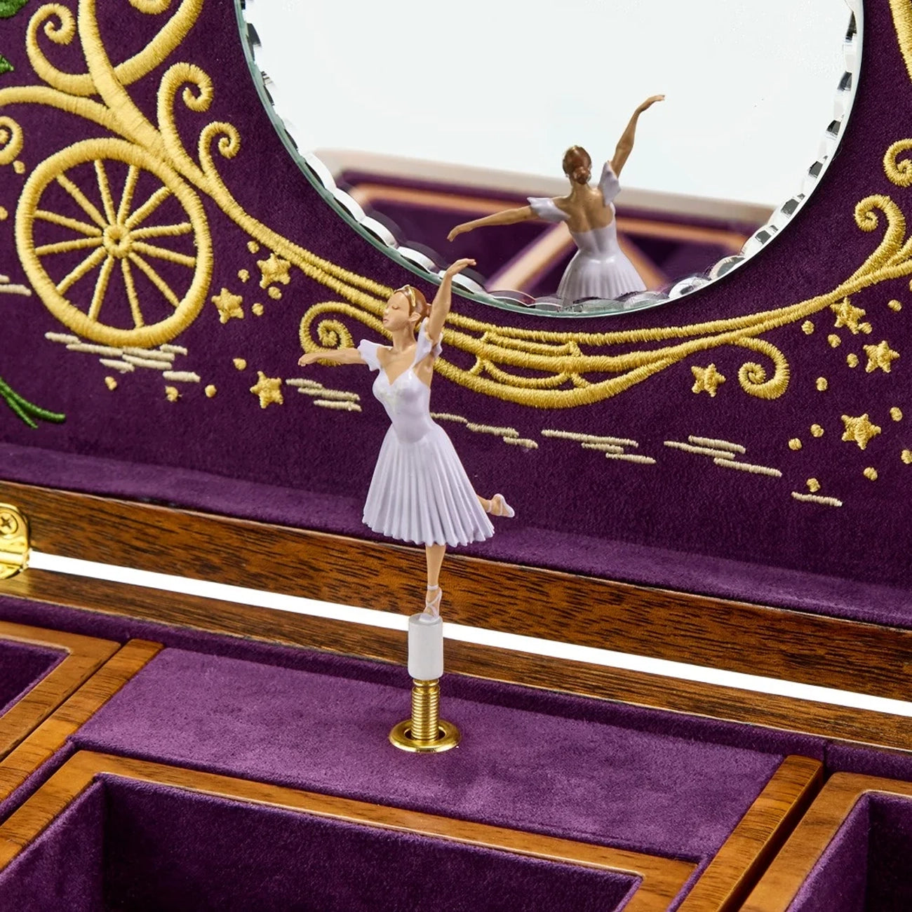 Wolf Cinderella Ballet Musical Jewelry Box in Walnut Wood
