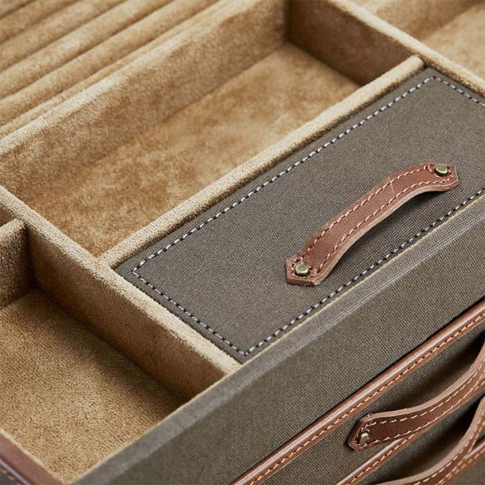 WOLF Ida Trunk Jewellery Box in Khaki
