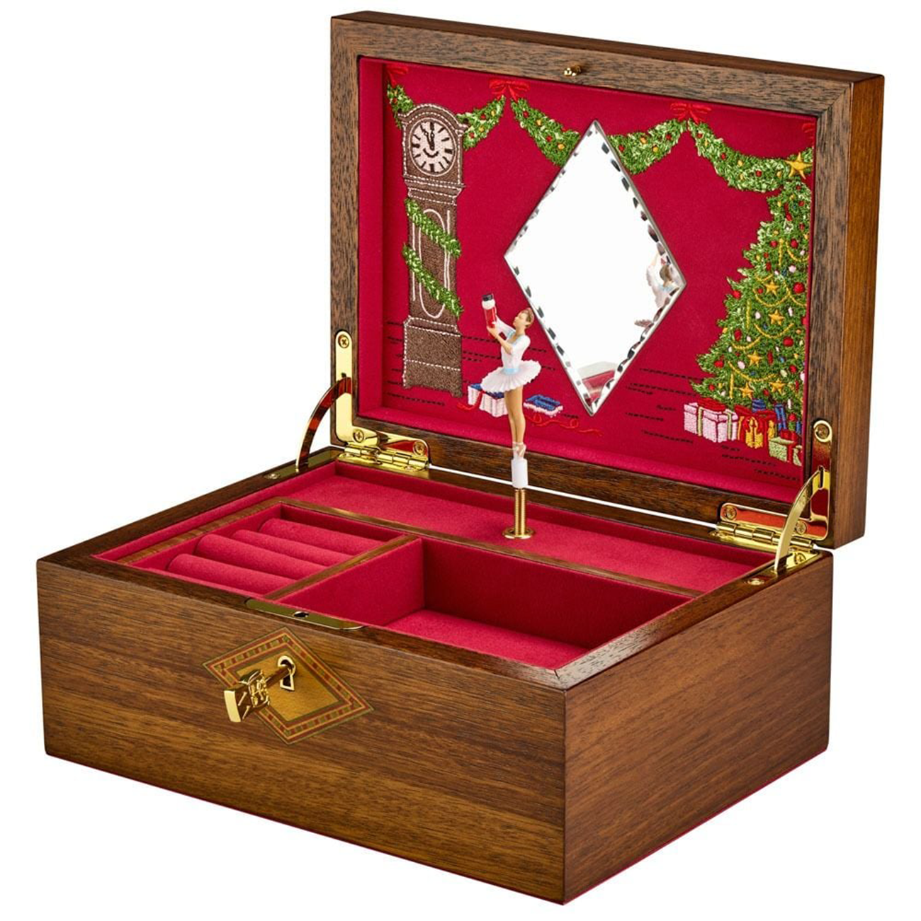 WOLF Nutcracker Ballet Musical Jewelry Box in Walnut Wood