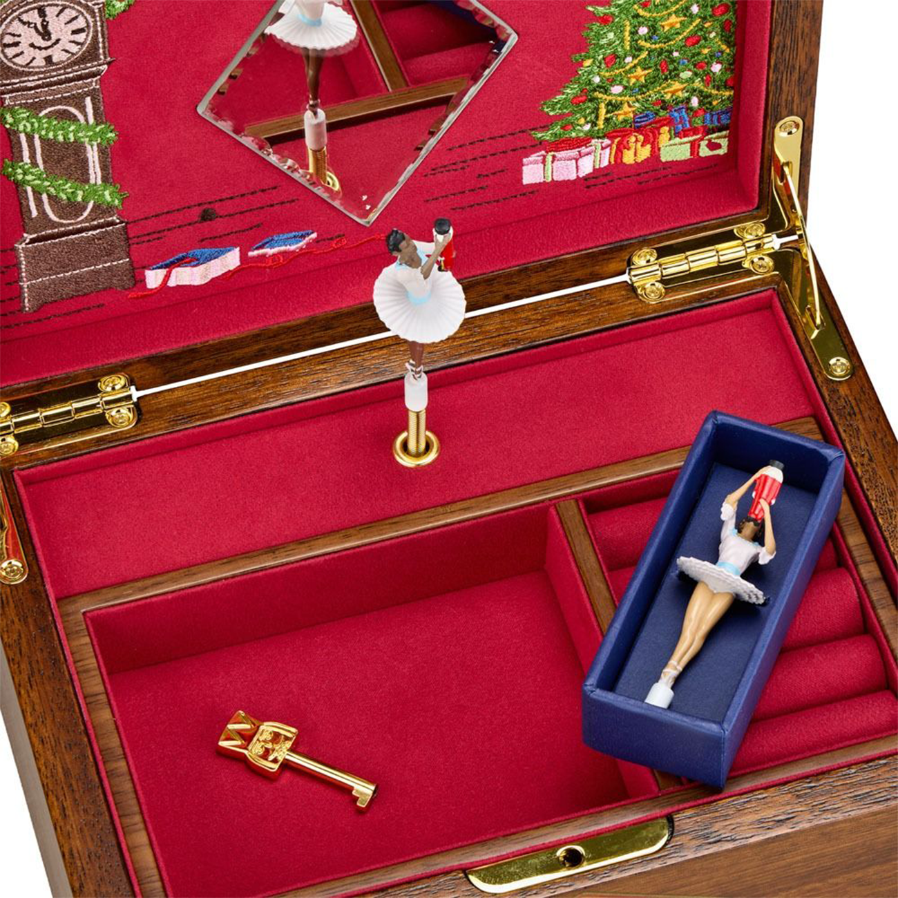WOLF Nutcracker Ballet Musical Jewelry Box in Walnut Wood