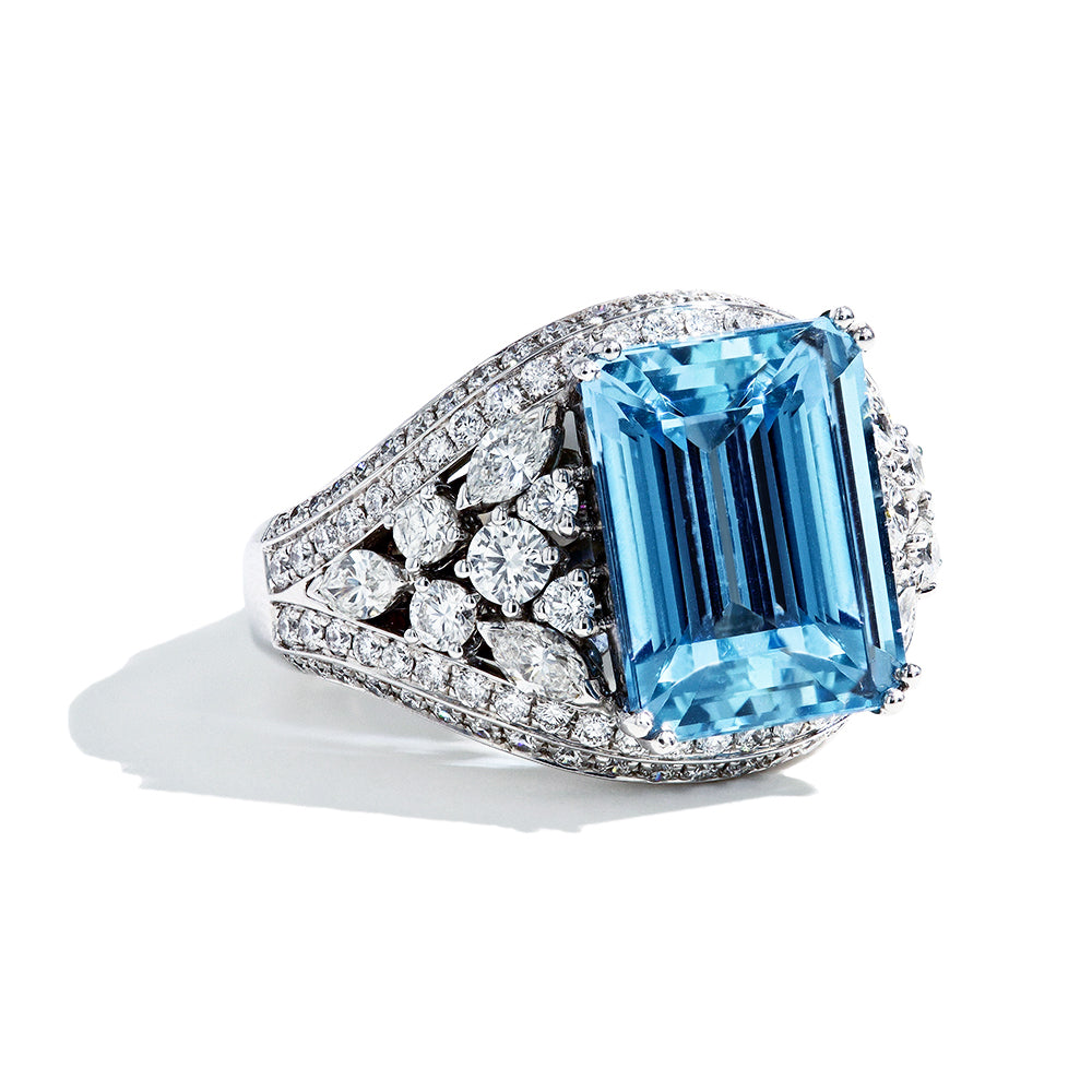 7 Carat Emerald Cut Aquamarine Ring