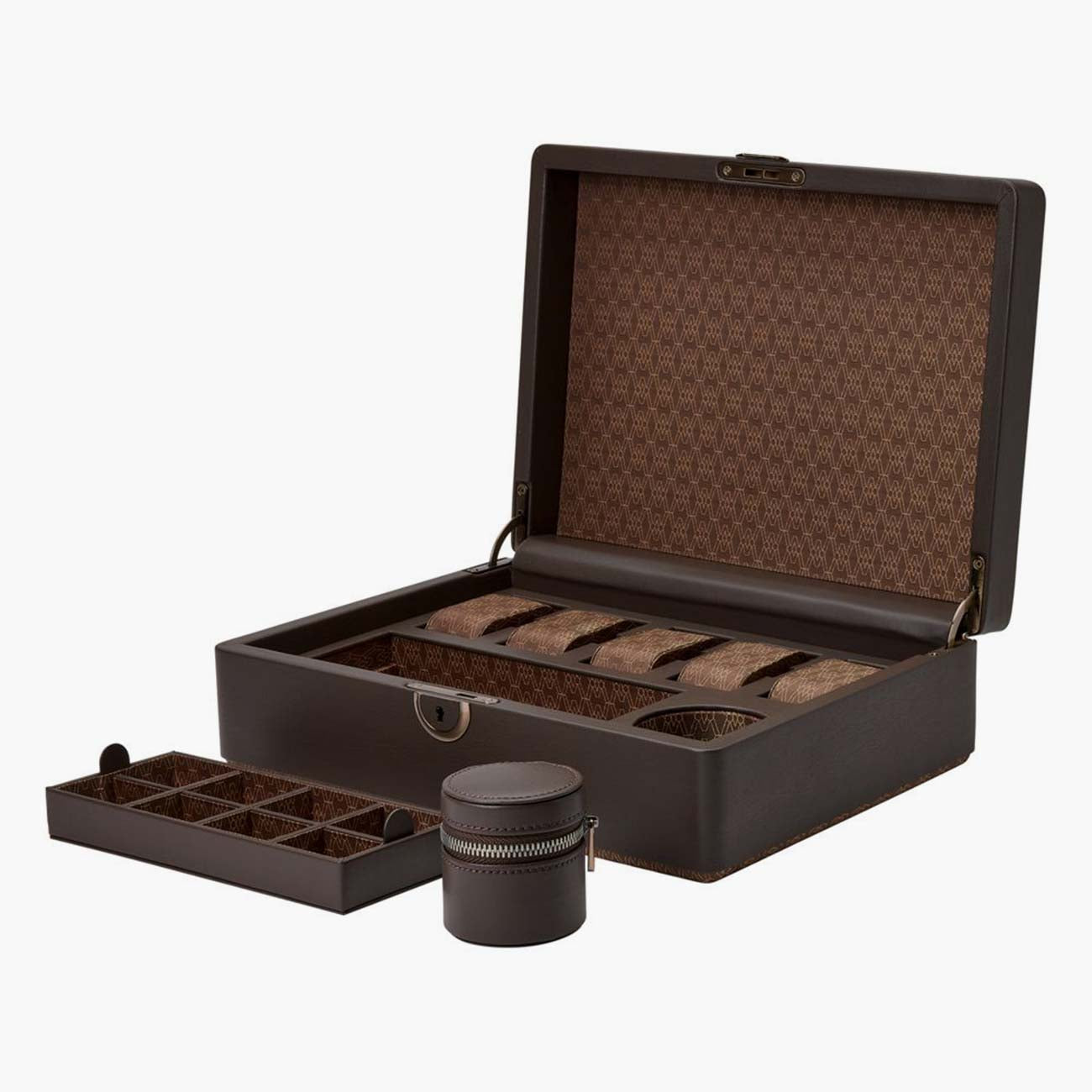 WOLF Earth 5 Piece Watch Box in Coffee