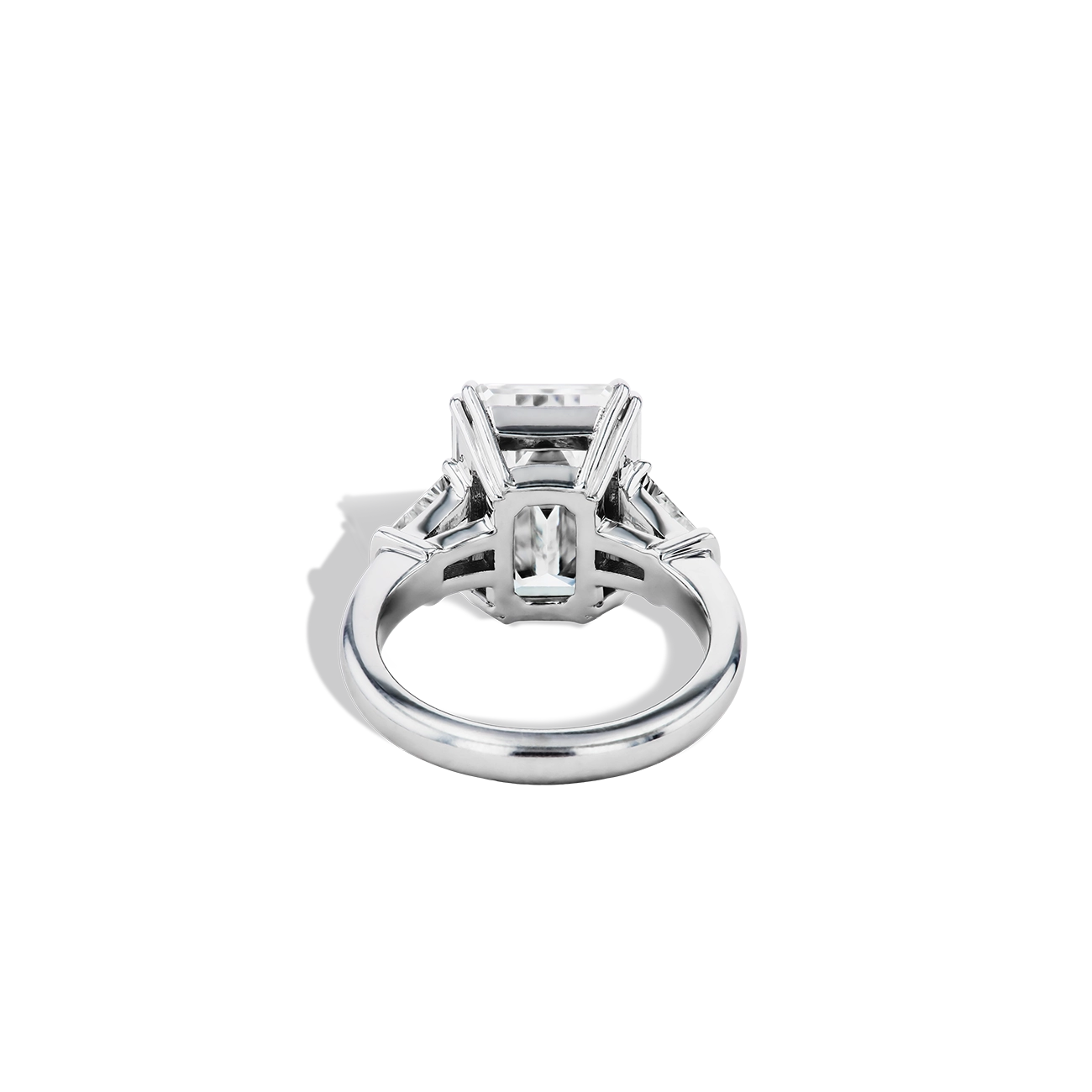 7 Carat Emerald Diamond Three Stone Ring