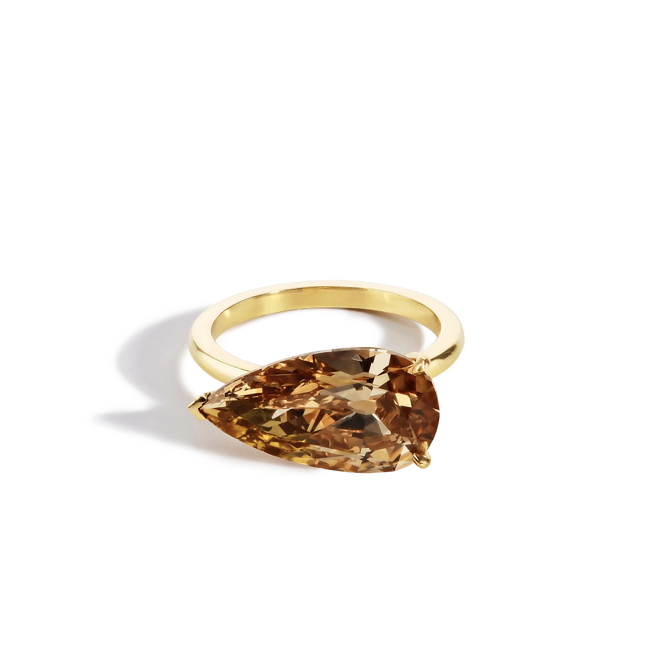 5 Carat Pear Shaped Fancy Orange Brown Diamond Engagement Ring