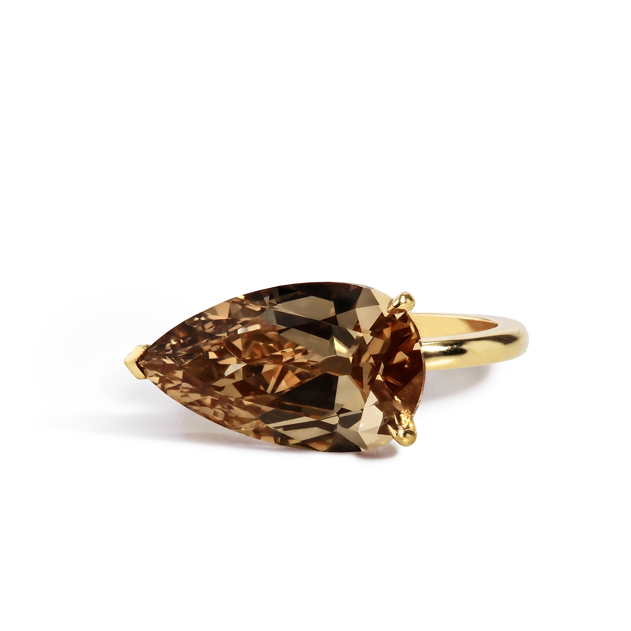 5 Carat Pear Shaped Fancy Orange Brown Diamond Engagement Ring