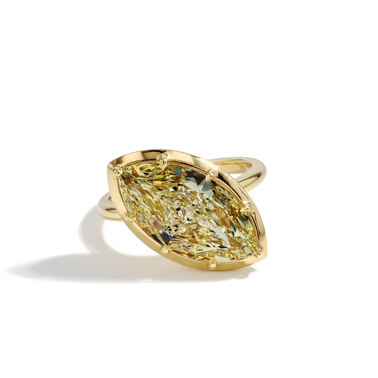 6 Carat Marquise Yellow Diamond Engagement Ring