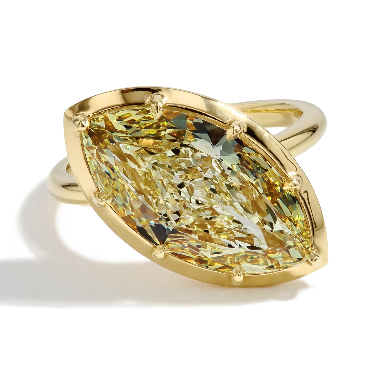 6 Carat Marquise Yellow Diamond Engagement Ring