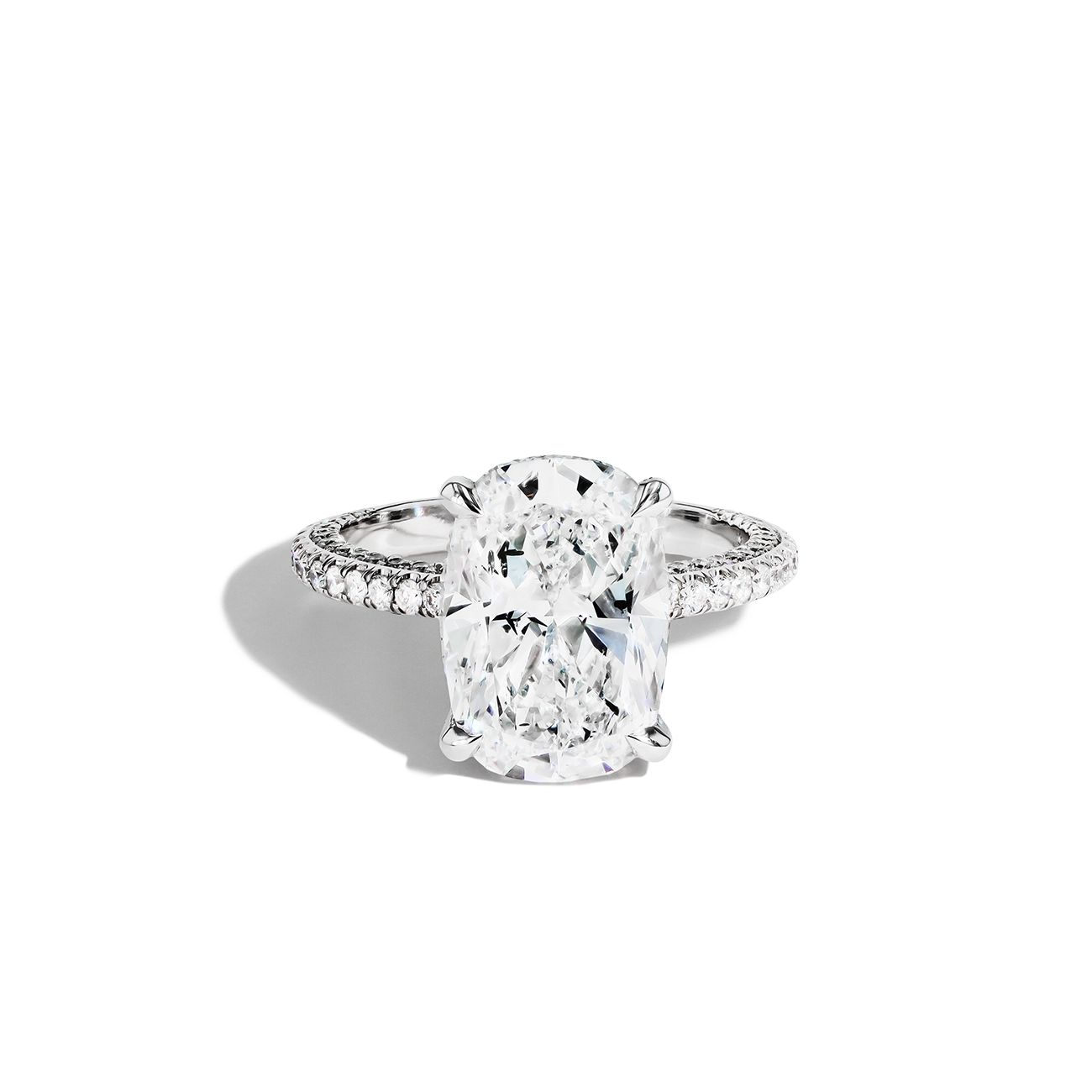 5 Carat Cushion-Cut Micro Pavé Engagement Ring