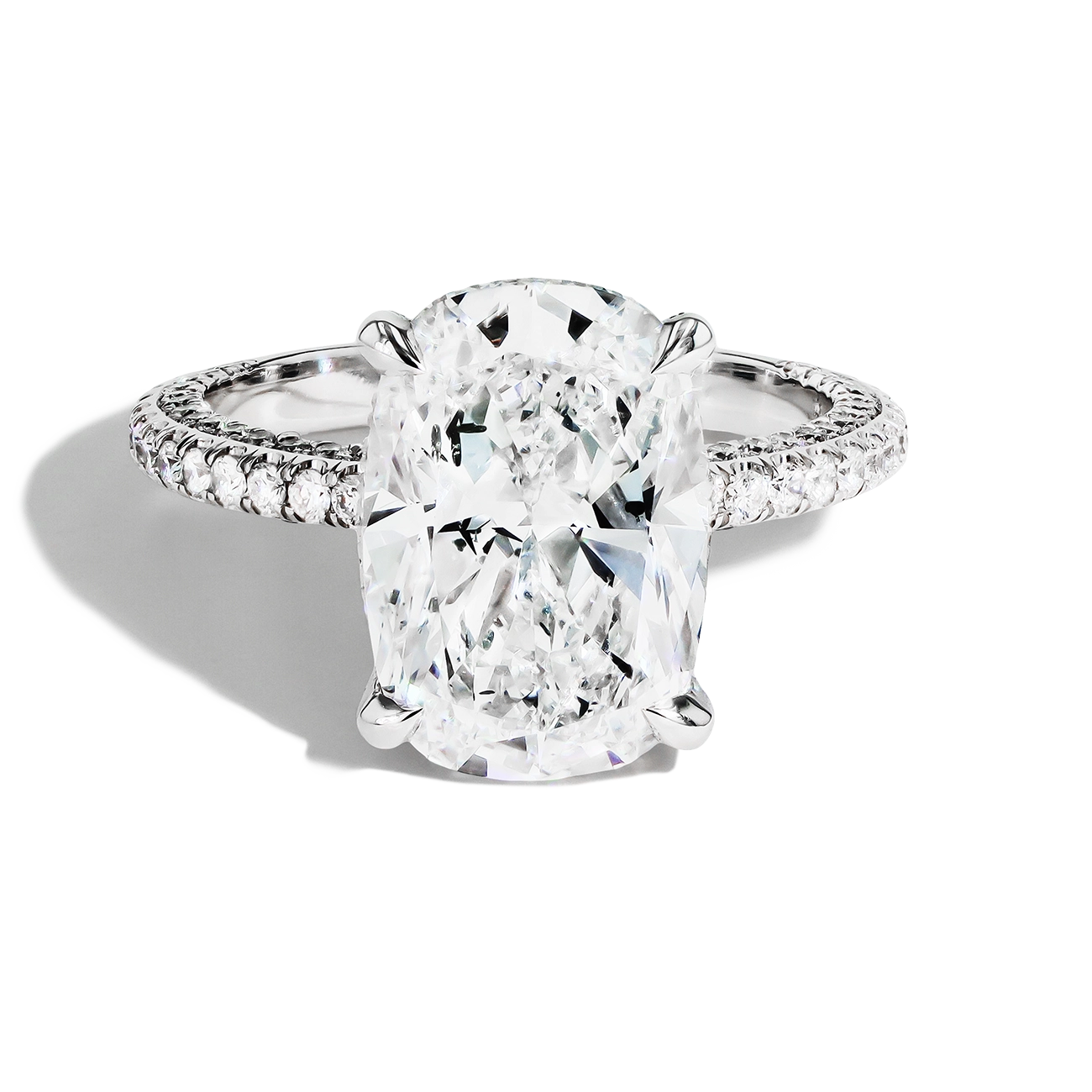 5 Carat Cushion-Cut Micro Pavé Engagement Ring
