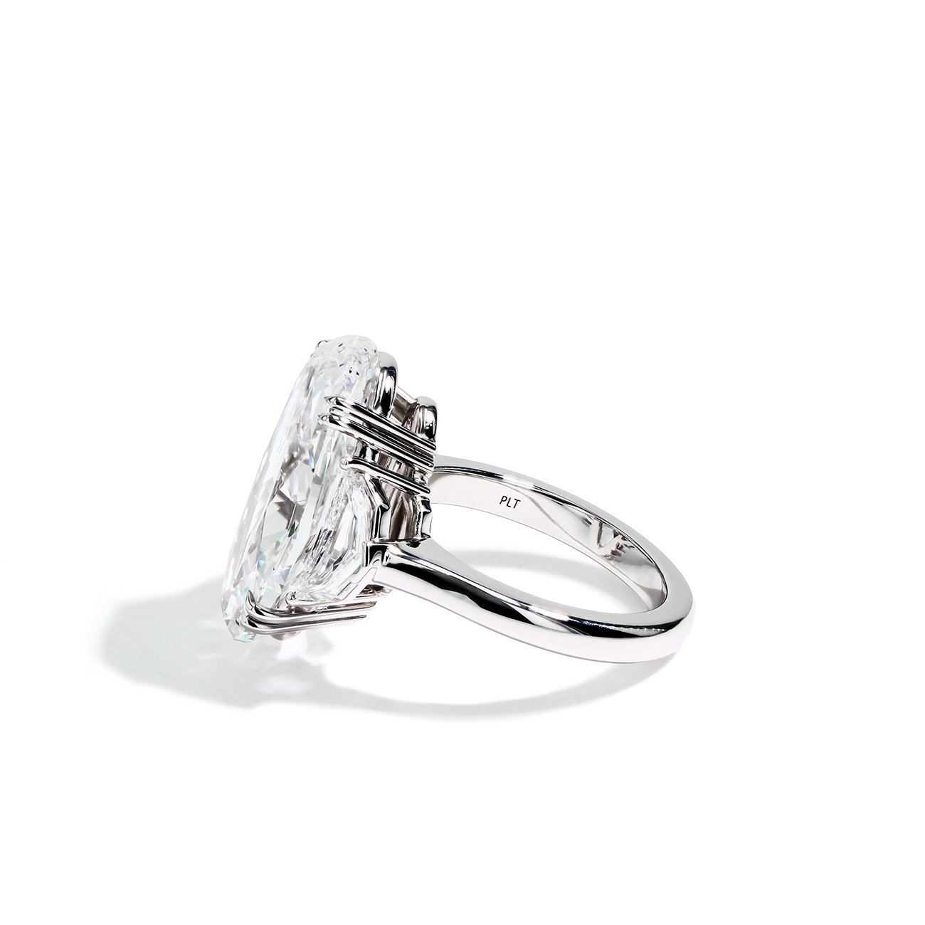 11 Carat Diamond Oval and Side Stone Ring