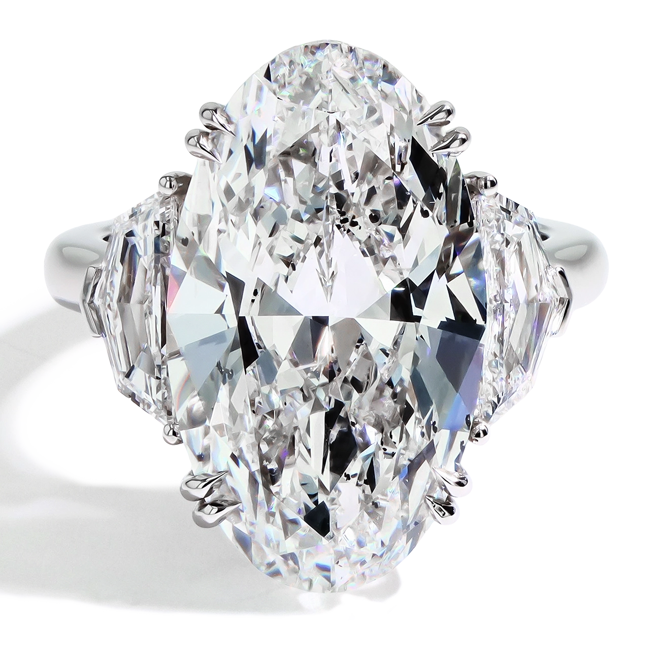 11 Carat Diamond Oval and Side Stone Ring