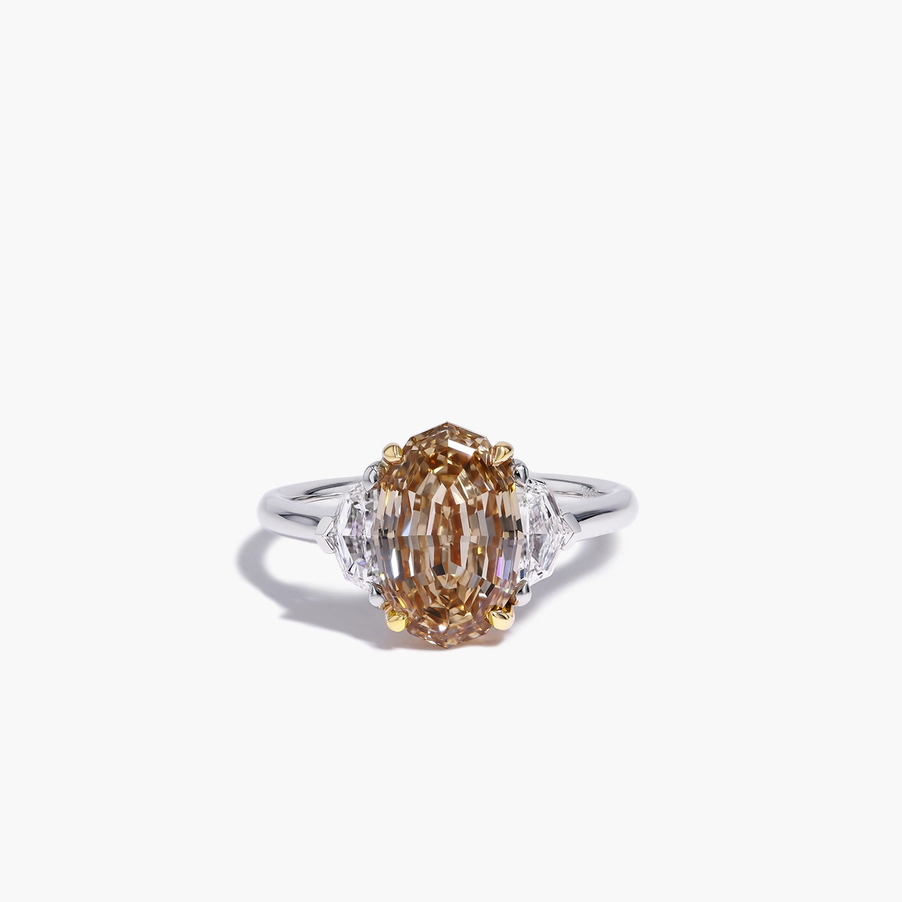 3 Carat Step Cut Oval Cognac Diamond Engagement Ring
