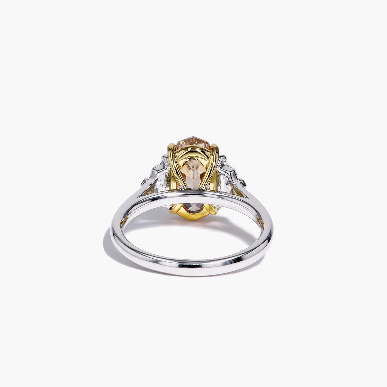 3 Carat Step Cut Oval Cognac Diamond Engagement Ring