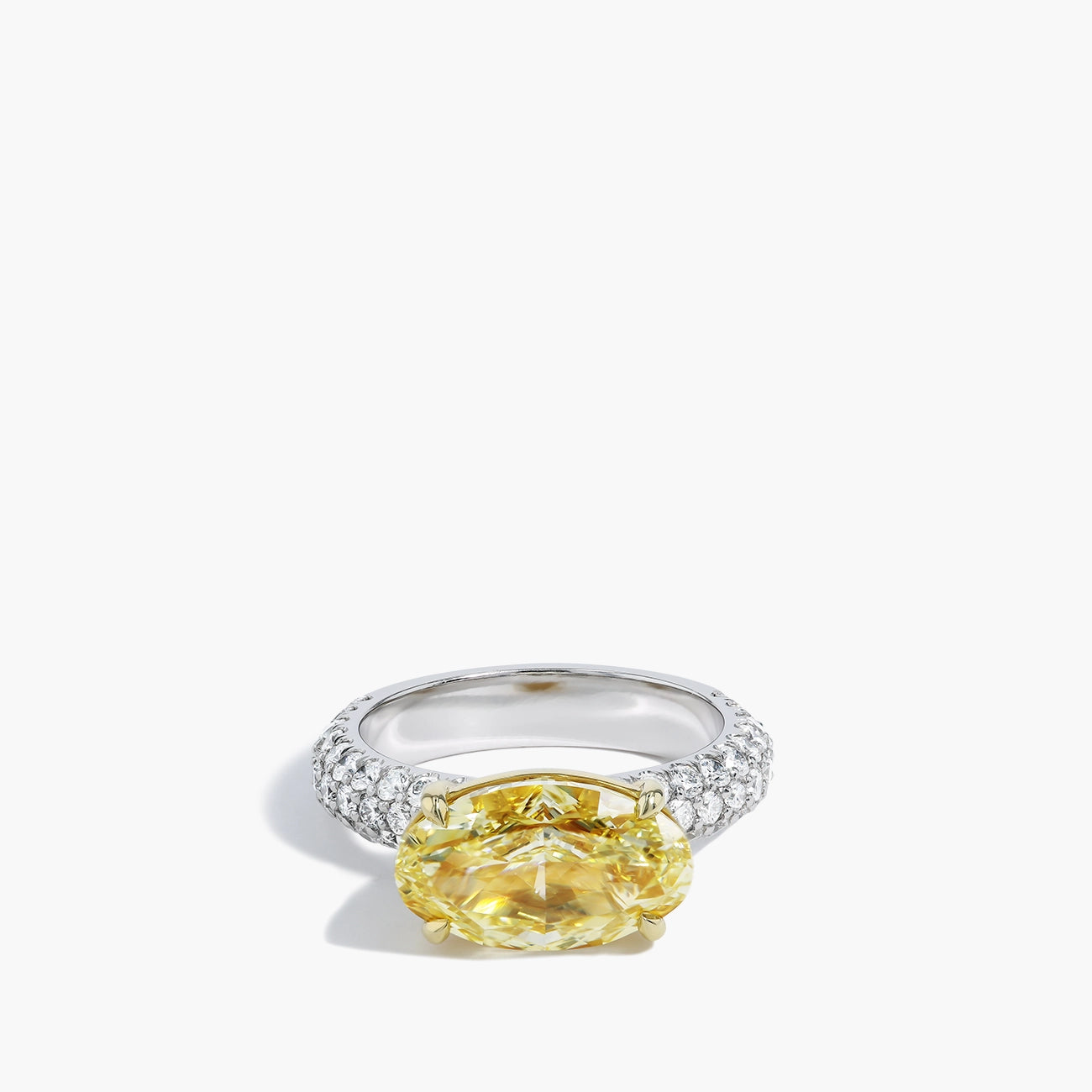 4 Carat Yellow Oval East to West Diamond Ring