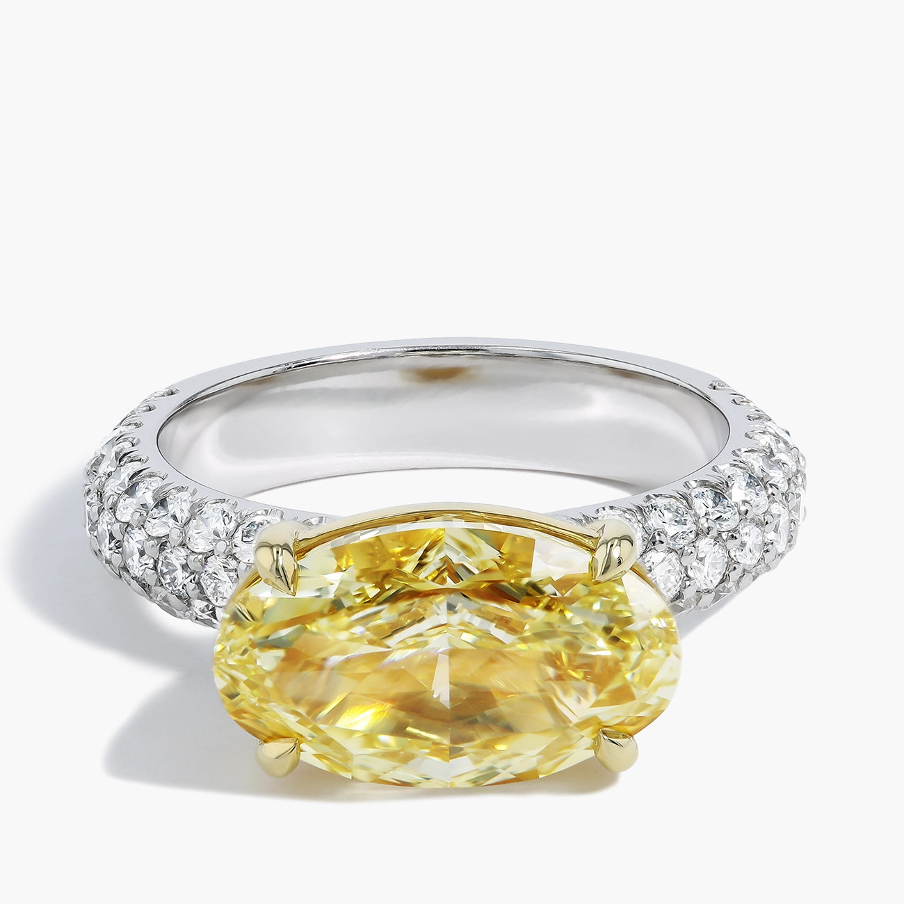 4 Carat Yellow Oval East to West Diamond Ring