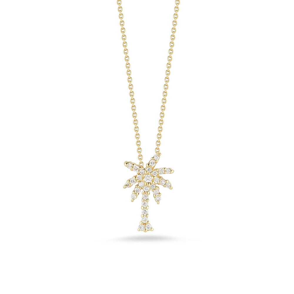 Roberto Coin Tiny Treasures Yellow Gold Diamond Palm Tree Pendant Necklace