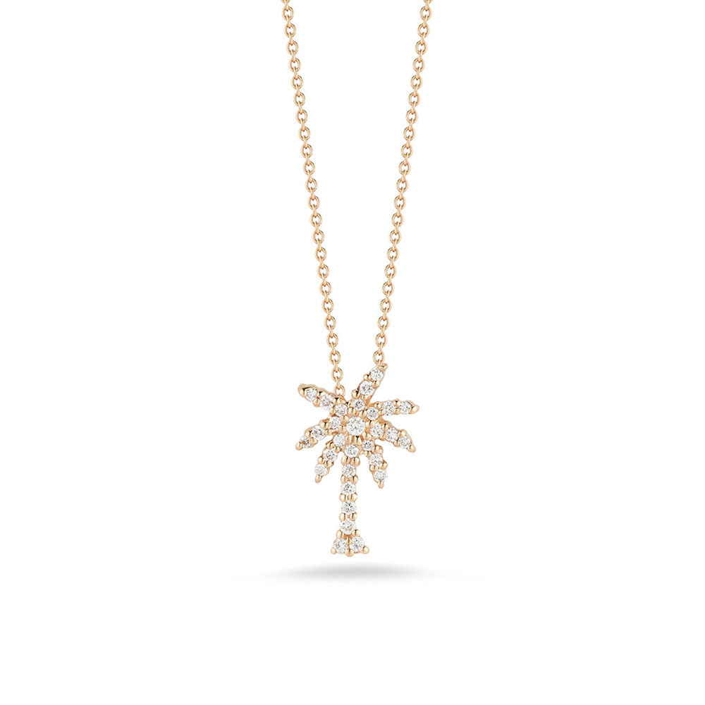 Roberto Coin Diamond Palm Tree Rose Gold Necklace