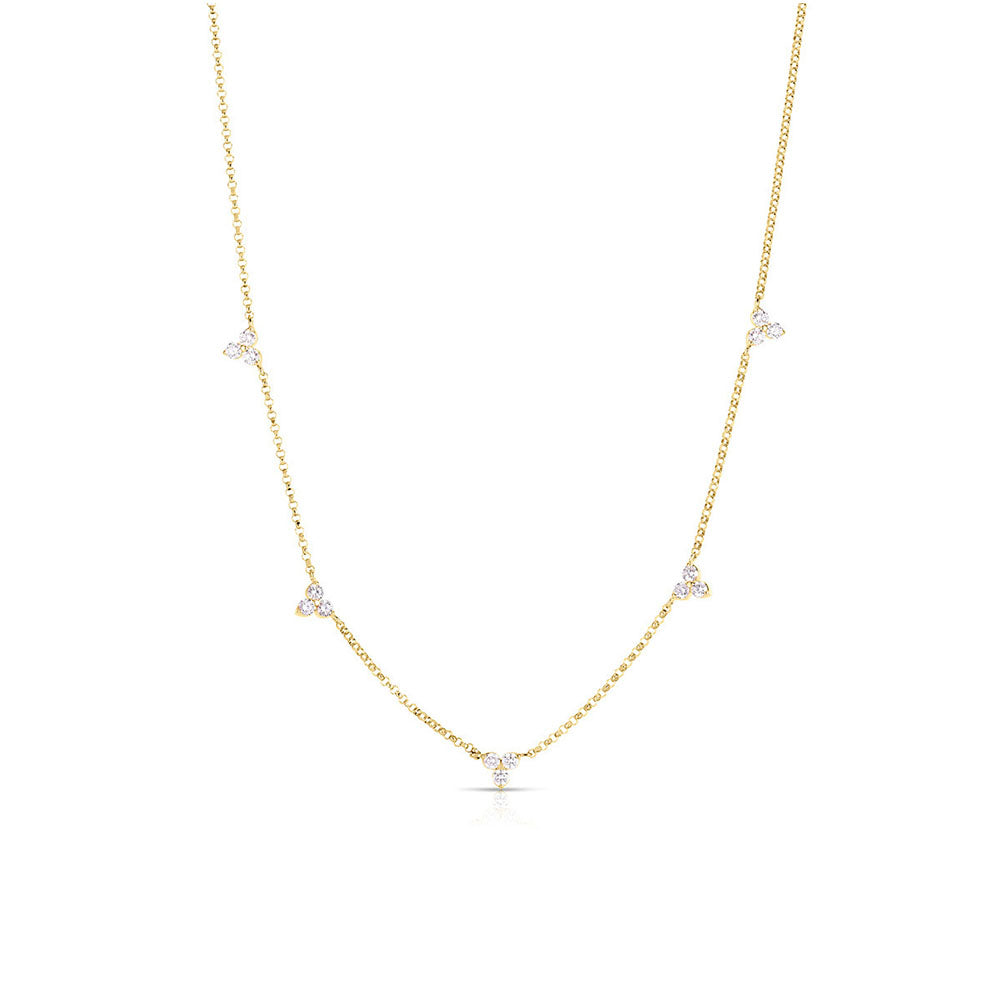 Roberto Coin Diamonds By The Inch 5 Station Diamond Necklace in Yellow Gold - 0.45ctw