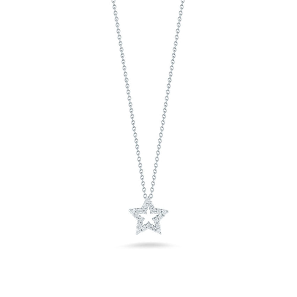 Roberto Coin Tiny Treasures White Gold Diamond Star Pendant Necklace
