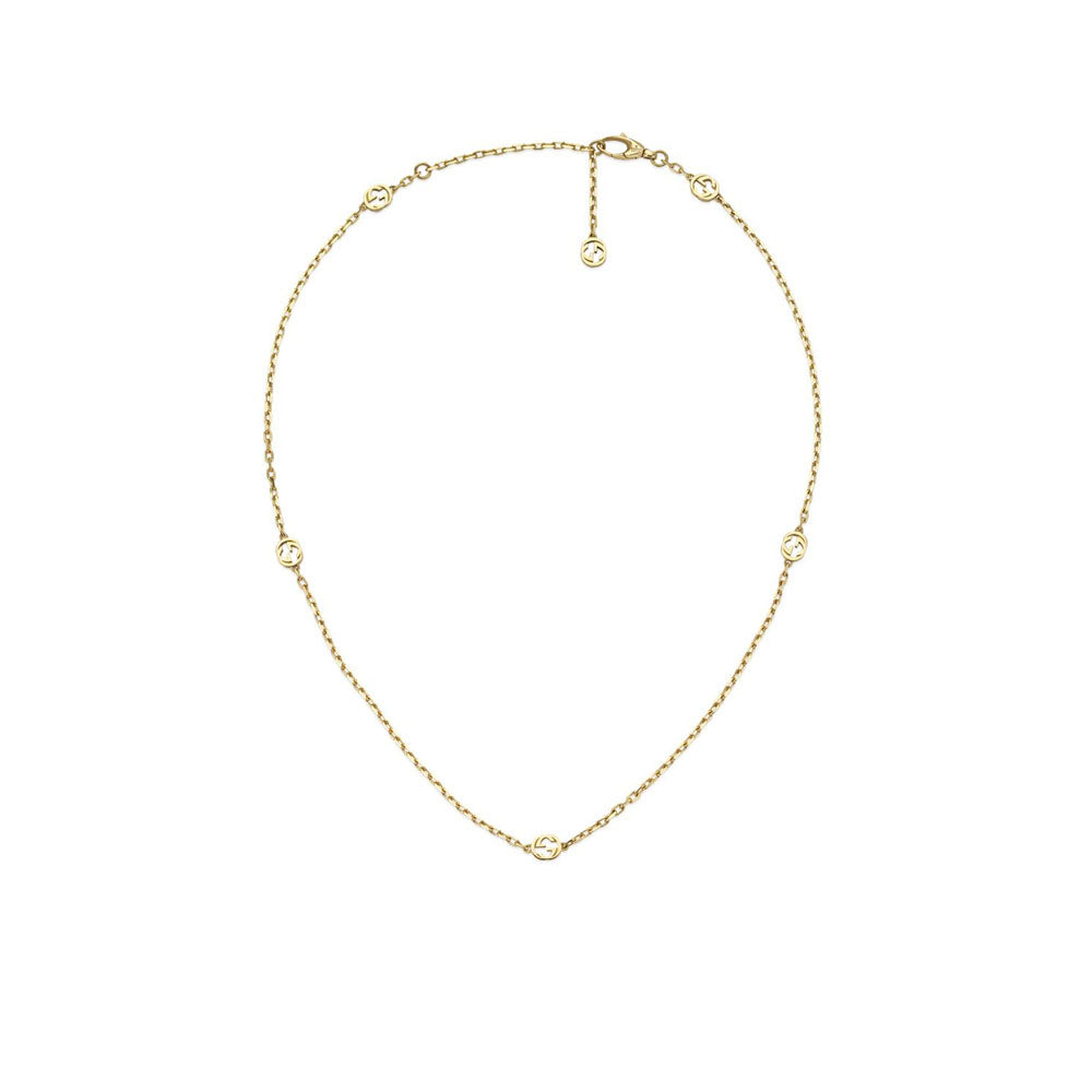 Gucci Interlocking Sation Necklace Choker in Yellow Gold - 16