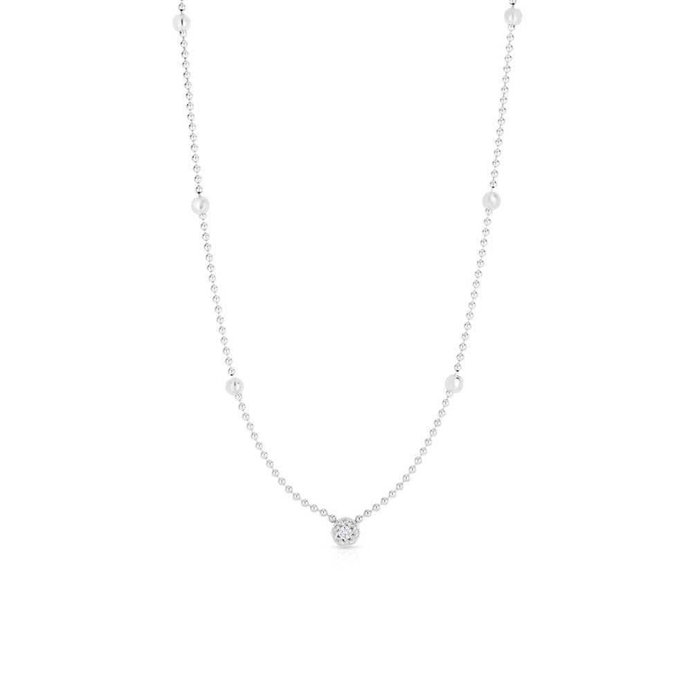 Roberto Coin Diamonds By The Inch White Gold Bead Chain Diamond Necklace