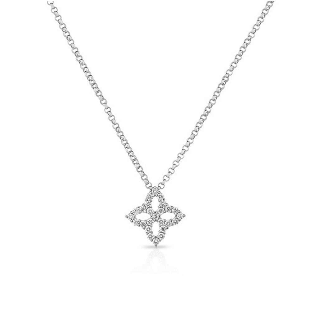Roberto Coin Princess Flower Small Diamond Pendant Necklace
