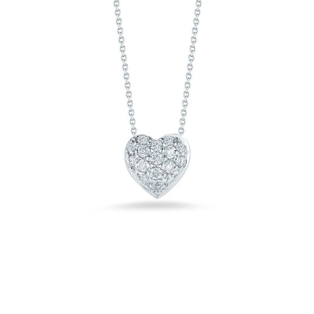 Roberto Coin Tiny Treasures Small Diamond Puffed Heart Necklace